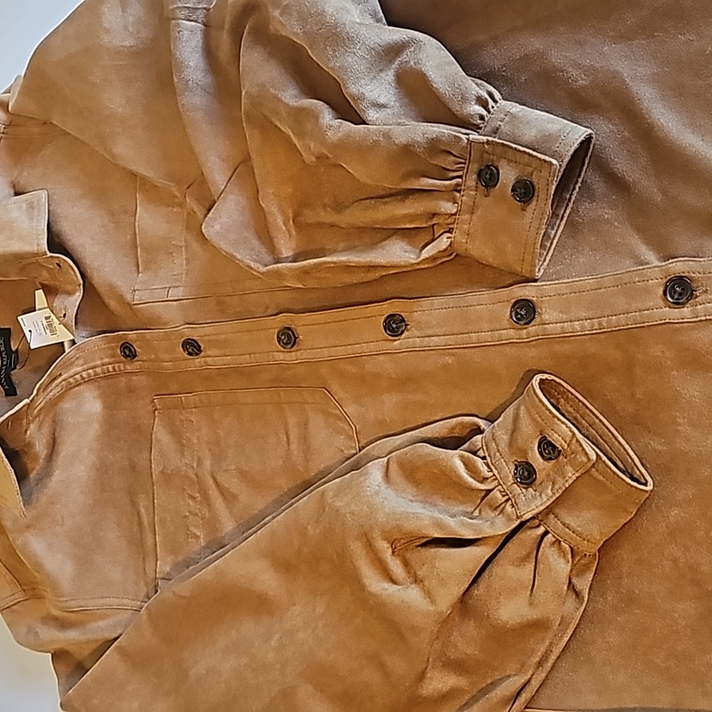 Banana Republic Long-Sleeves Suede Trench Dress Size S Tan - Picture 15 of 15